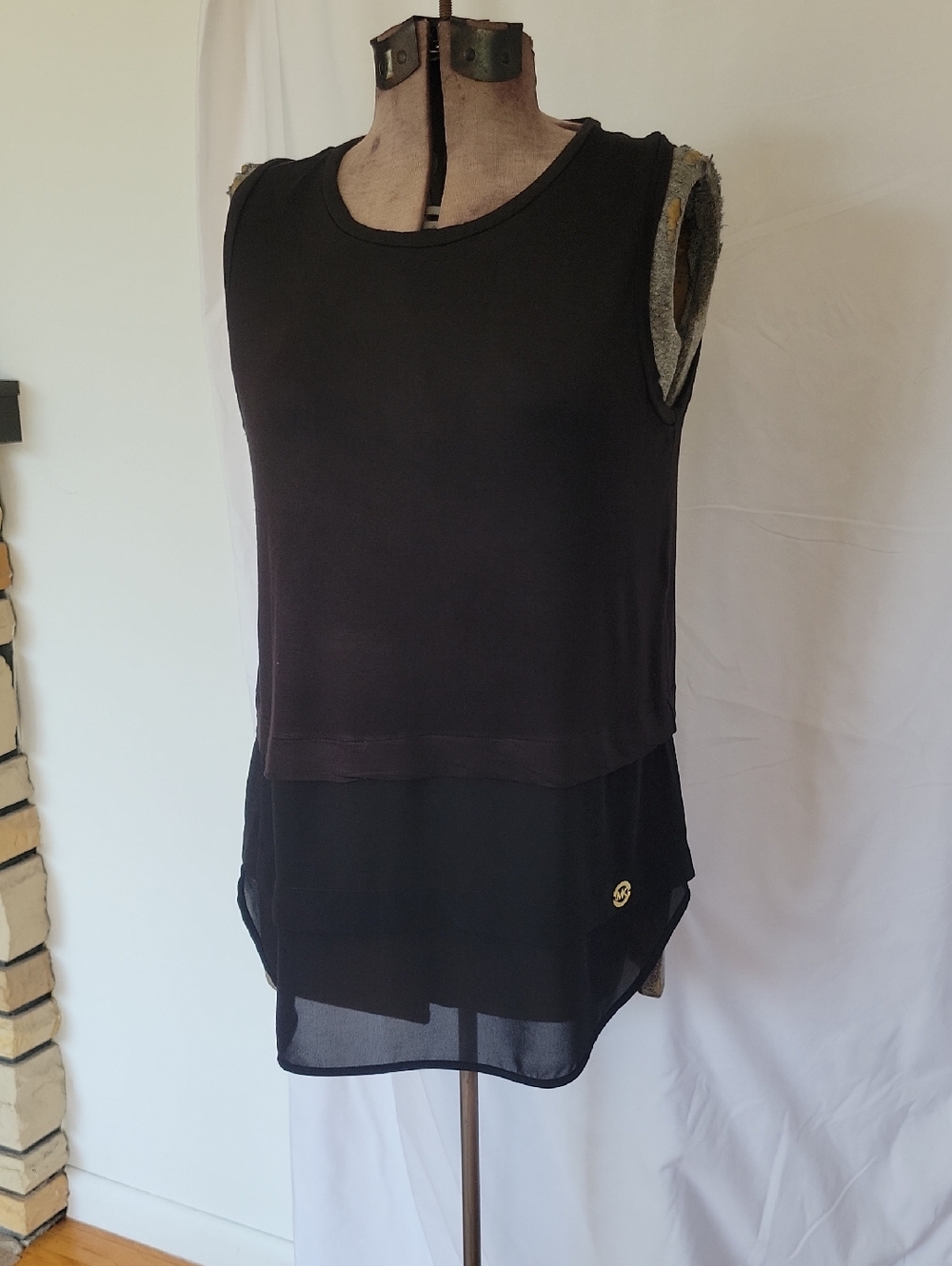 Michael Kors Tank Top, Medium, Black/Gold